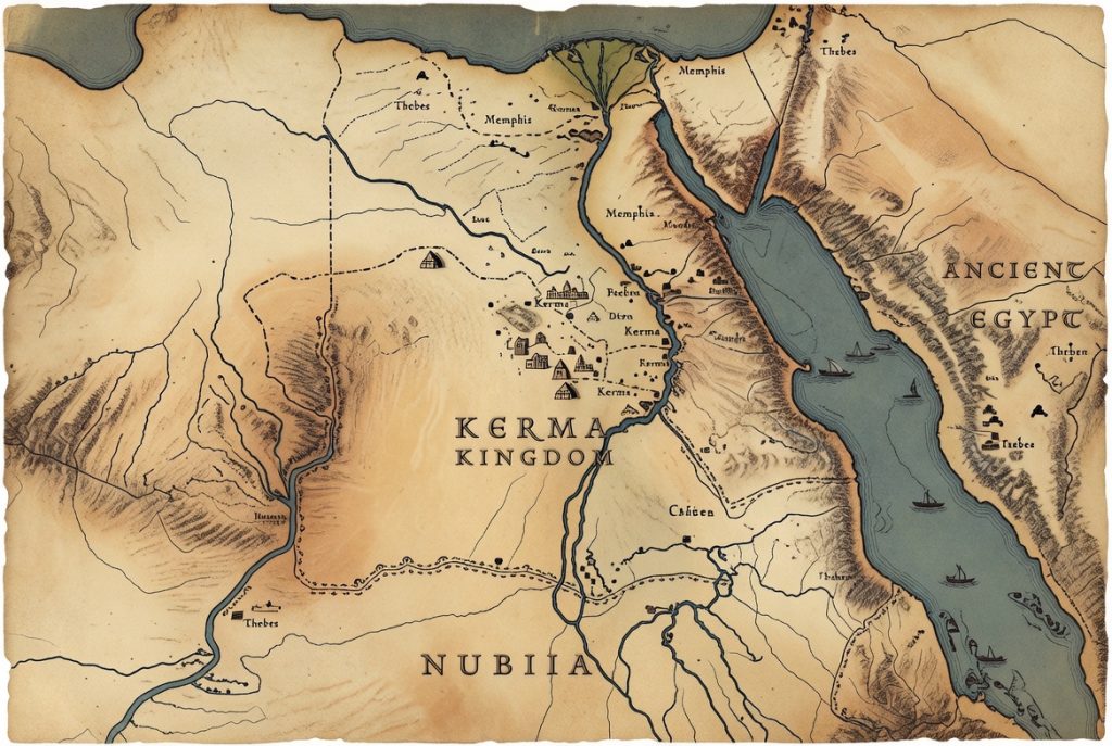 Map showing the location of the Kerma Civilization in ancient Nubia near Egypt